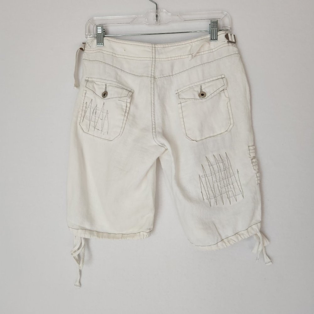 Monoreno Linen Distressed Button Accent Shorts Ti… - image 3
